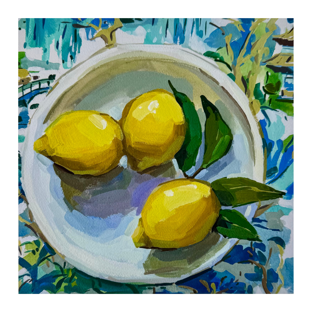 Citrus Trio on Toile Print