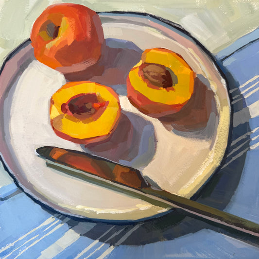 Peaches on Blue